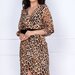 Rochie tip creion cu print leopard si curea in talie